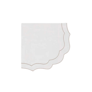 Parentes oval white linen napkin with beige finish