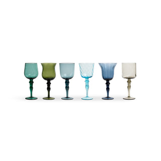 Bitossi Home Set 6 Goblets Texture Blue/Green Nuances