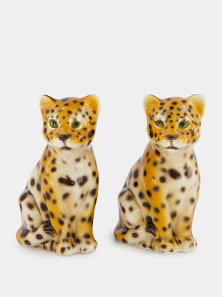 LES OTTOMANS Set Of 2 Ceramic Leopard Placeholders