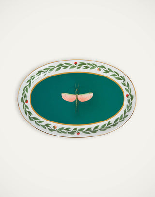 Libellula Green in Porcelain Oval Platter