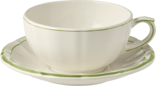 BOX OF 2 BREAKFAST CUPS & SAUCERS - FILET GREEN