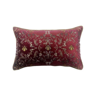 Les Ottomans hand-embroidered pillow red