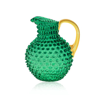 Klimchi Underlay Dark Green Hobnail Jug with Shiny Gold Handle